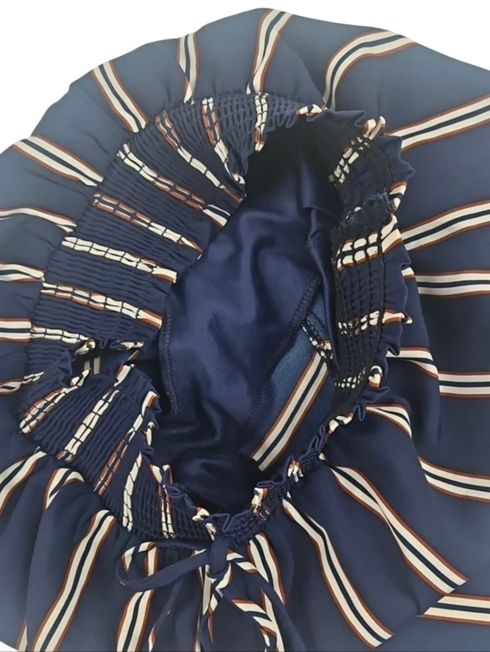I Joah Navy Blue Striped High-Waist Tie Shorts Casual Coastal Retro Preppy, L